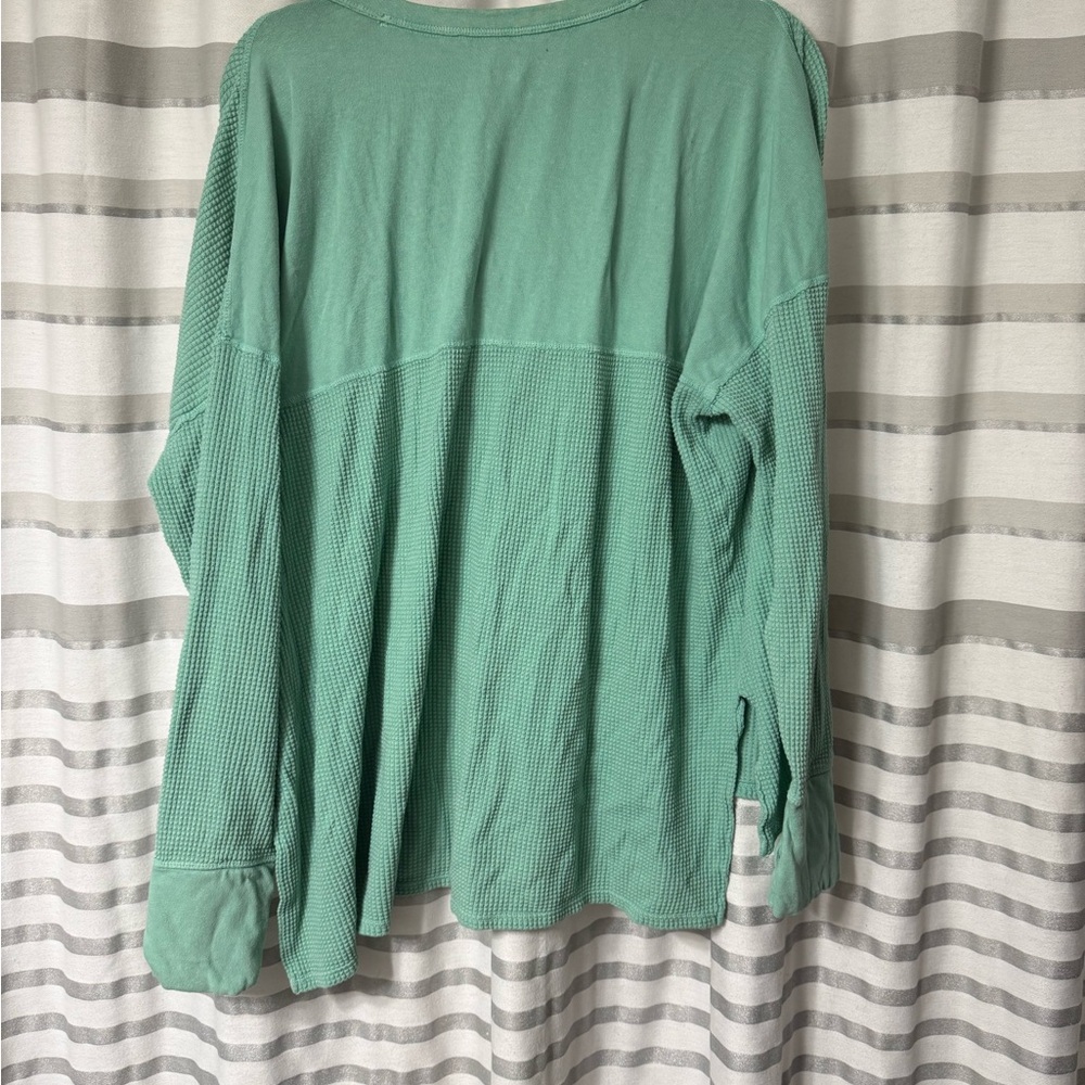 Offline Mint Green Quarter Button Down Waffle Shirt, XL - Picture 4 of 4